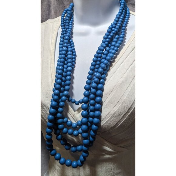 Lisa E Multilayer Blue Beaded Necklace - Picture 7 of 9